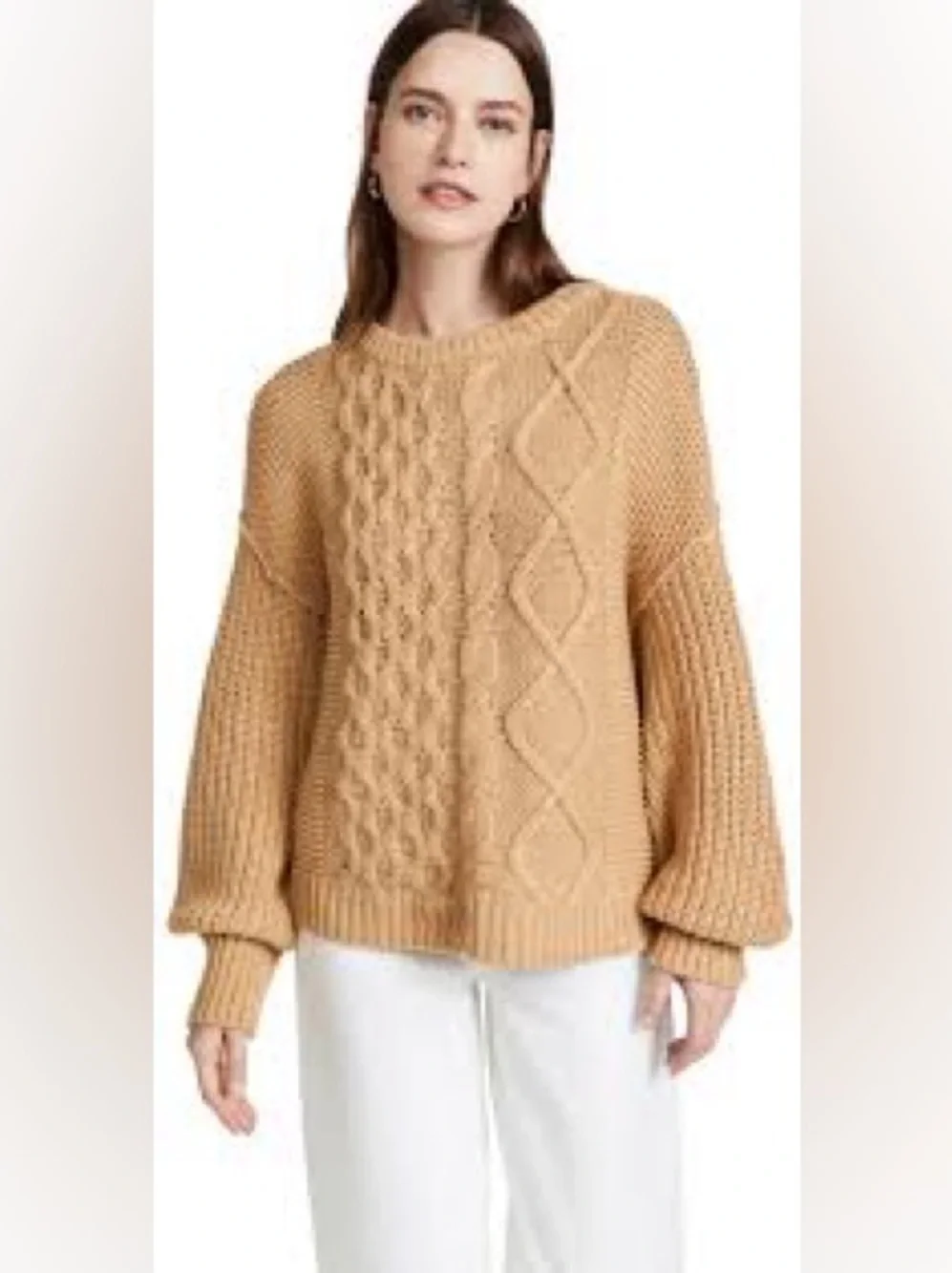 Free People Dream Cable Crewneck Sweater